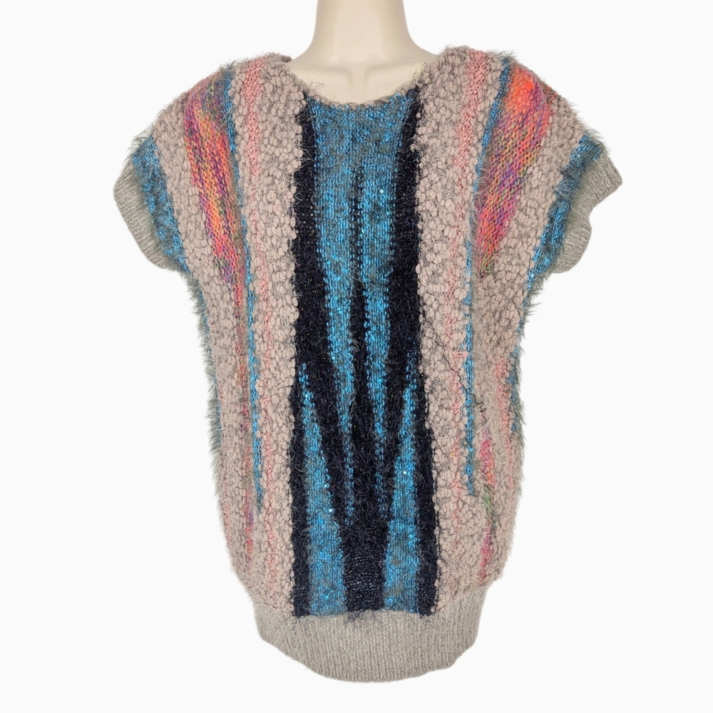 MECHANT Textured Short Sleeve Sweater Top Sz M